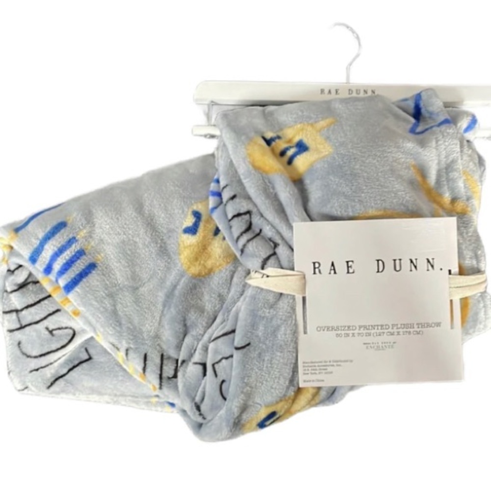 RAE DUNN Hanukkah Oversized Plush Throw Blanket FESTIVAL LIGHTS NWT